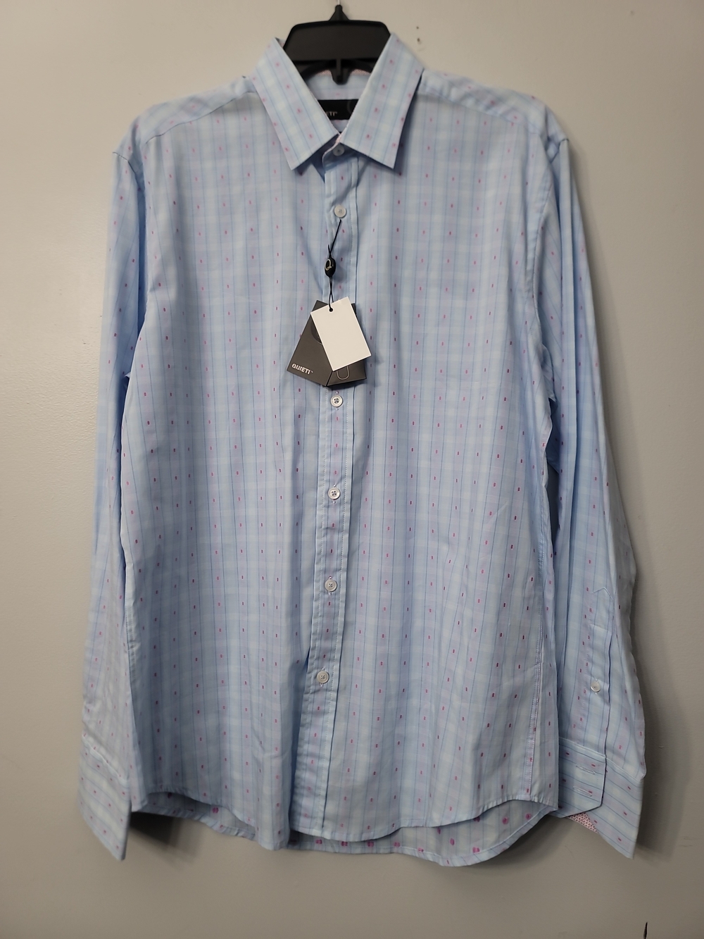 Men's Light Blue Patterned Button-Up Shirt